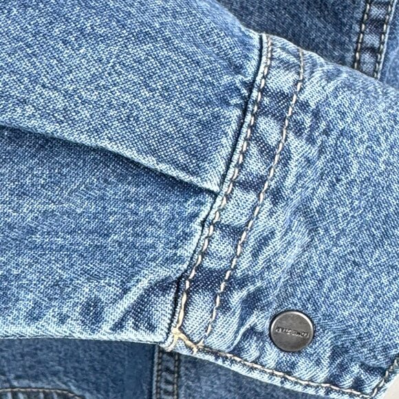 WESTERN LONE STAR DENIM DISTRESSED WOMEN'S COWGIRL SHIRT LARGE - Picture 4 of 6